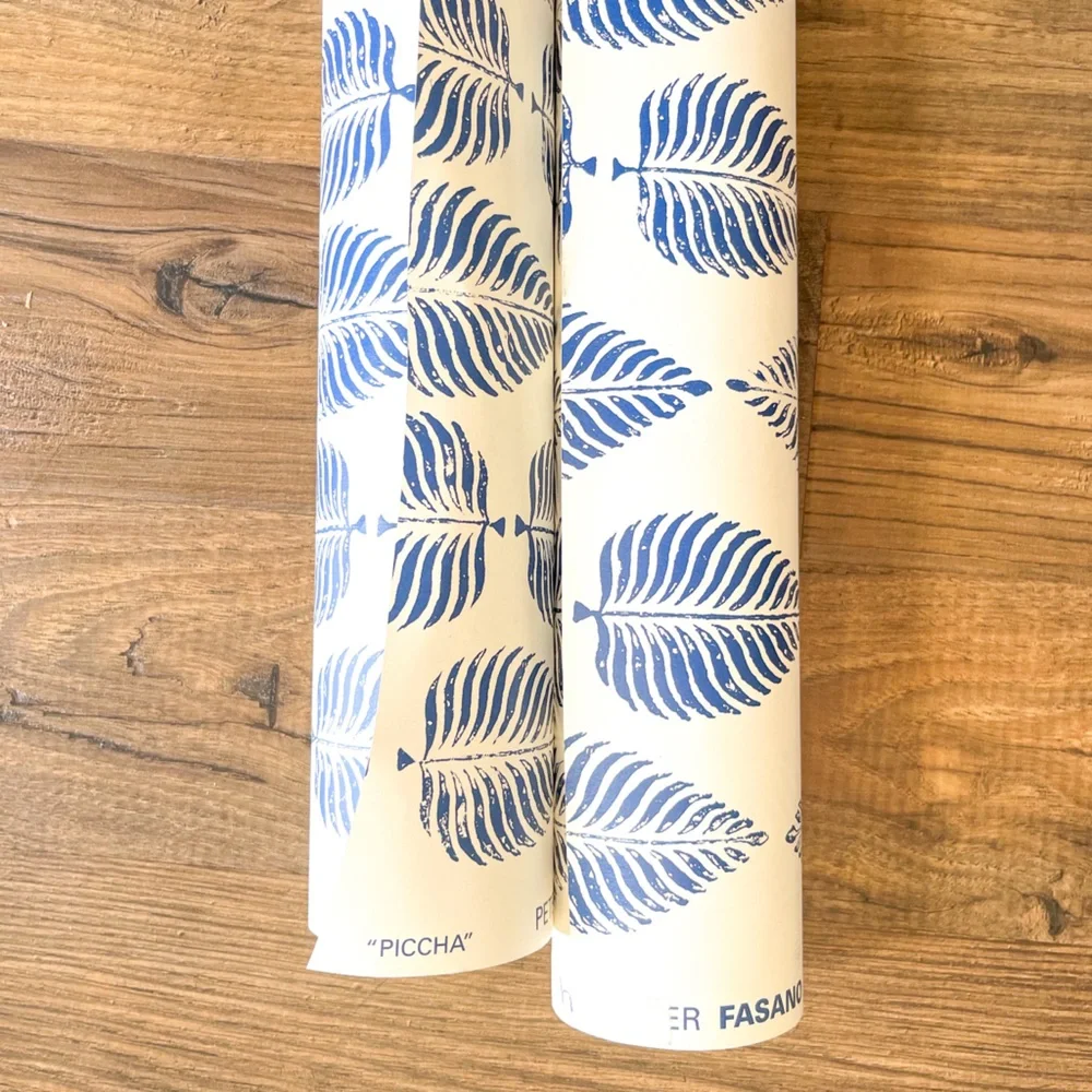 Peter Fasano Hand Printed Wallpaper Piccha Indigo Blue 2 Bolts Modern Coastal